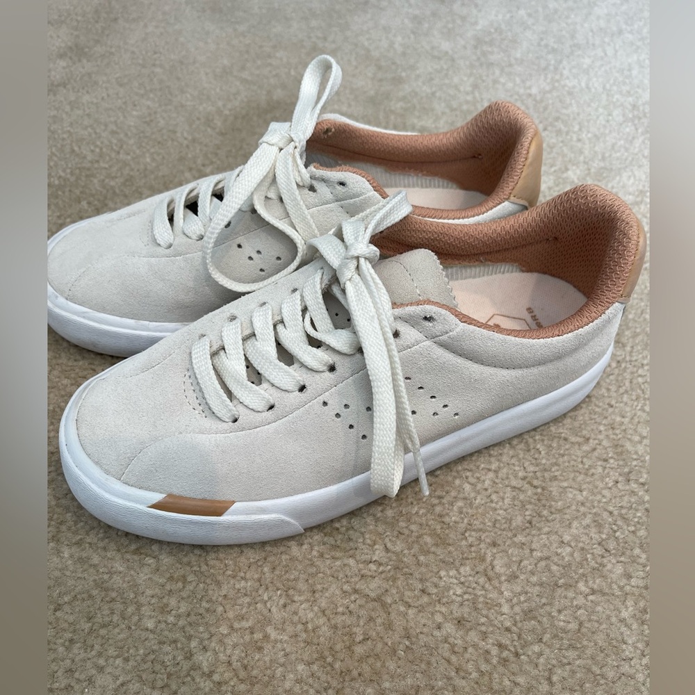 New Balance Tan and Cream Sneakers